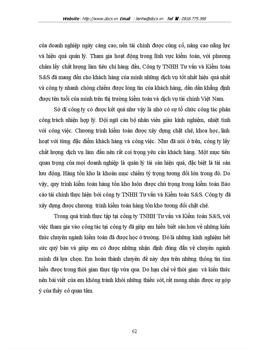 image for page Hoàn thiện quy trình kiểm toán hàng tồn kho trong kiểm toán tài chính do Công ty TNHH Tư vấn và Kiểm toán S S thực hiện