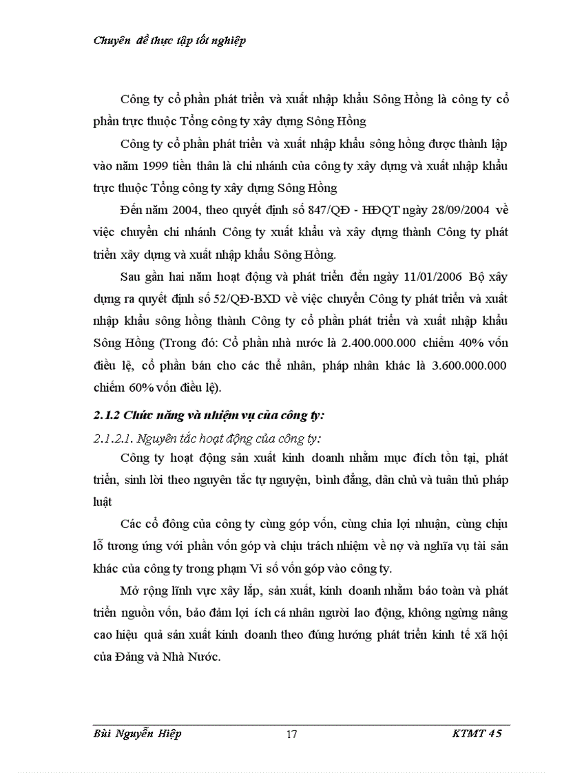 image for page Bước đầu nghiên cứu môi trường lao động và ảnh hưởng của nó tới sức khoẻ người lao động tại công ty CP PTXD XNK Sông Hồng