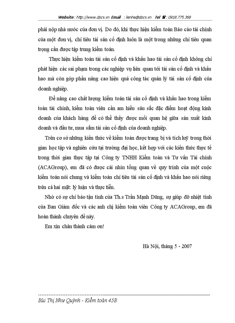 image for page Hoàn thiện quy trình kiểm toán tài sản cố định và khấu hao tài sản cố định trong kiểm toán tài chính do Công ty TNHH Kiểm toán và Tư vấn Tài chính thự
