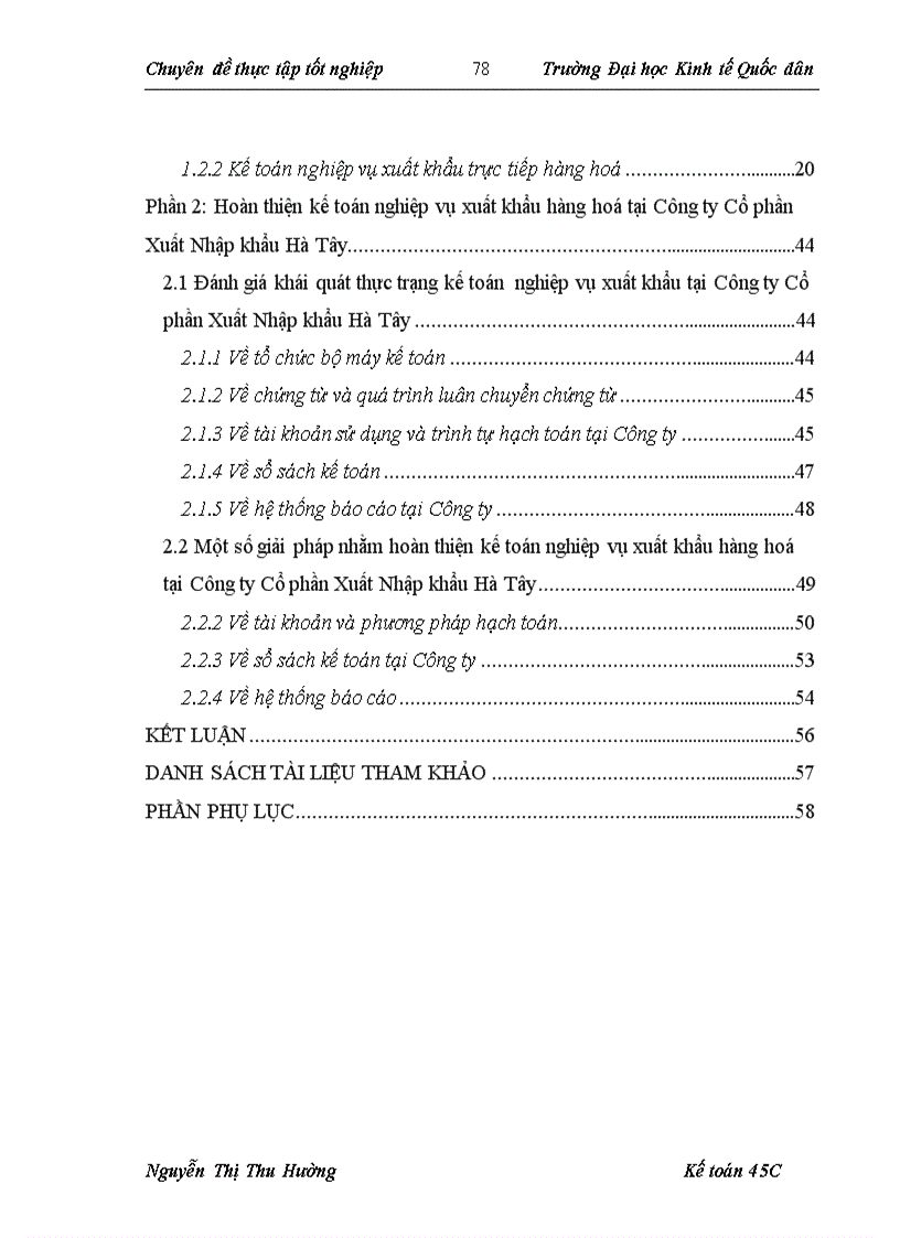 image for page Hoàn thiện kế toán nghiệp vụ xuất khẩu hàng hóa tại Công ty Cổ phần Xuất Nhập khẩu Hà Tây