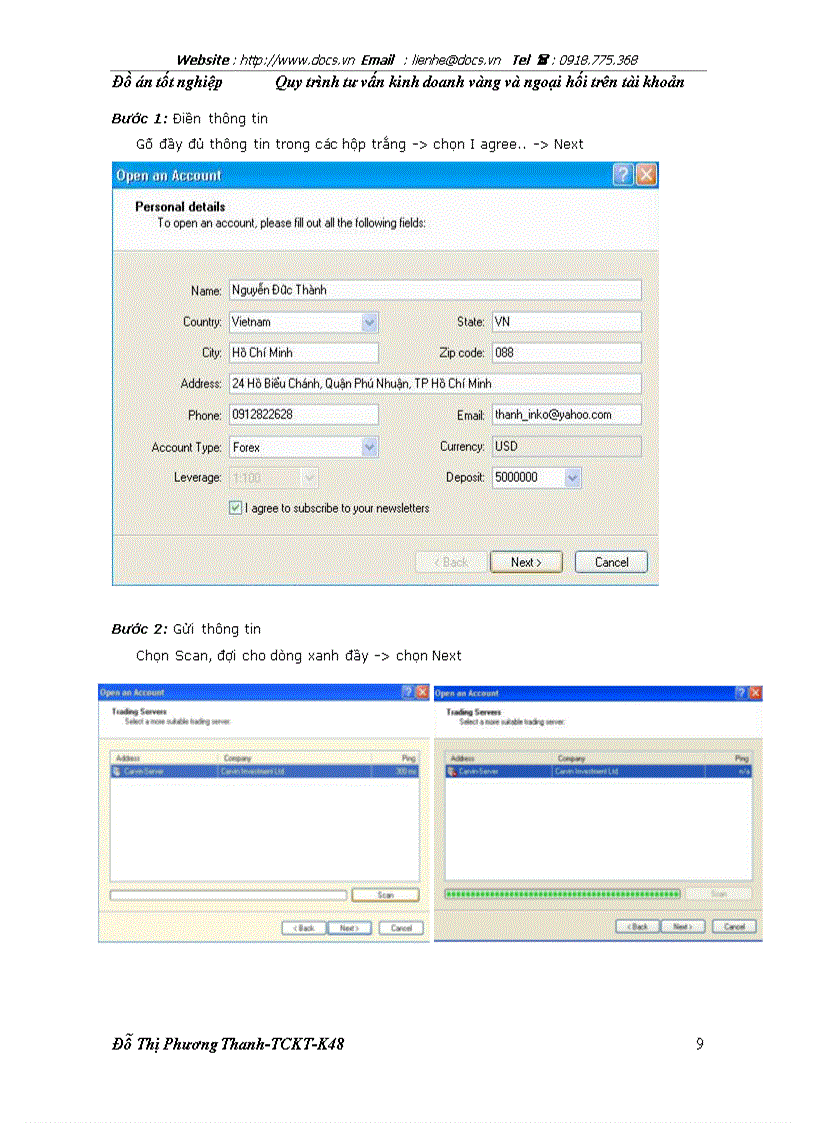 image for page Quy trình tư vấn kinh doanh vàng và ngọai hối trên tài khoản