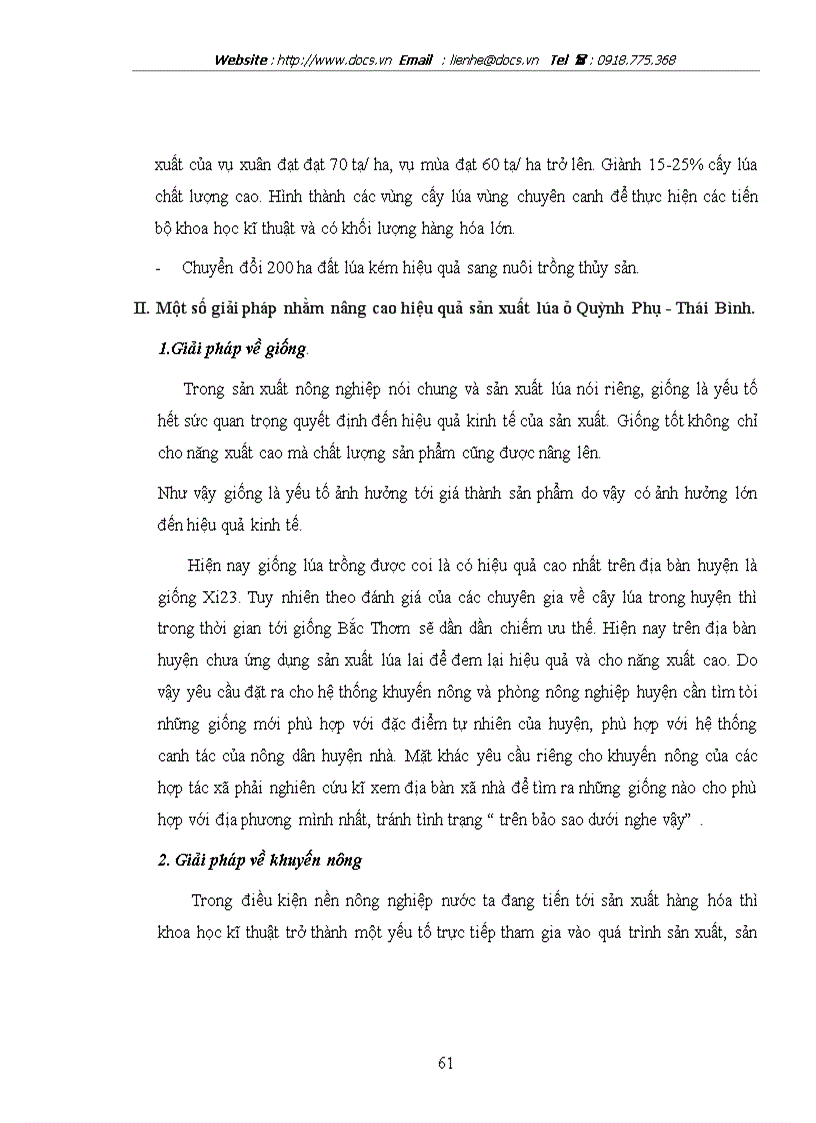 image for page Thực trạng và một số giải pháp nâng cao hiệu quả sản xuất lúa ở huyện Quỳnh Phụ tỉnh Thái Bình