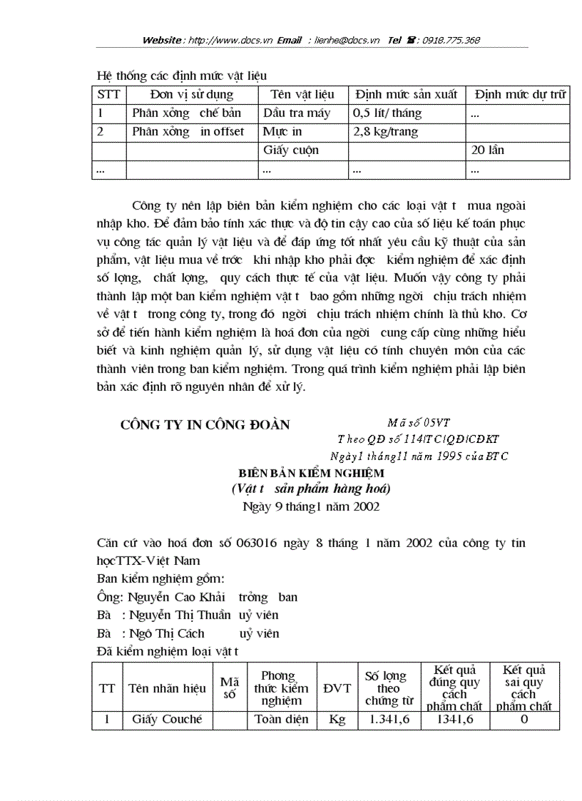 image for page Hoàn thiện công tác kế toán nguyên vật liệu ở công Công ty in Công Đoàn