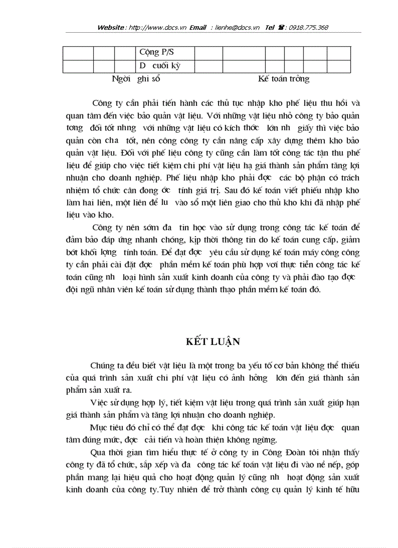 image for page Hoàn thiện công tác kế toán nguyên vật liệu ở công Công ty in Công Đoàn