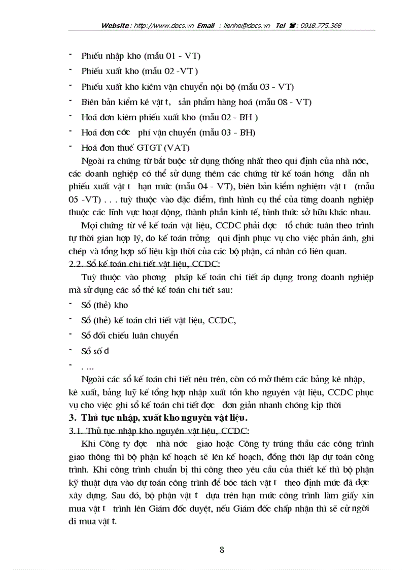 image for page Tổ chức công tác kế toán nguyên vật liệu công cụ dụng cụ ở Công ty công trình giao thông 1 HN