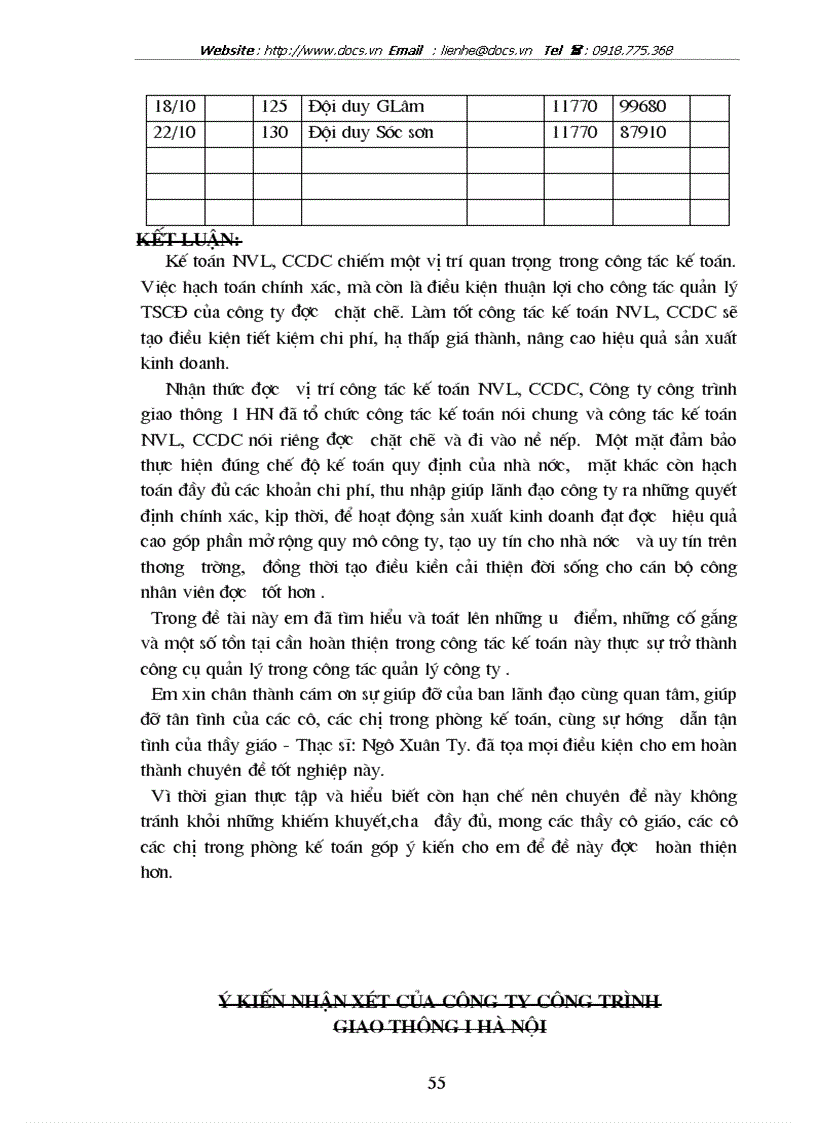 image for page Tổ chức công tác kế toán nguyên vật liệu công cụ dụng cụ ở Công ty công trình giao thông 1 HN