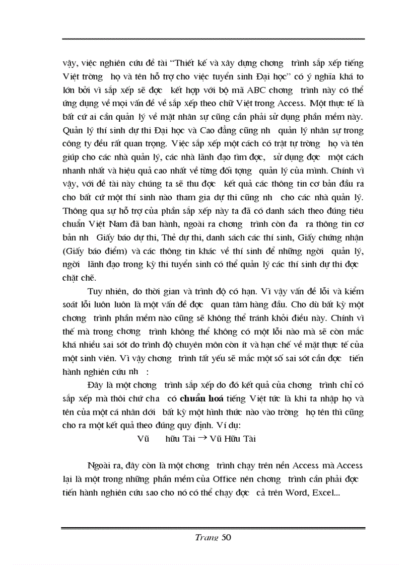 image for page Thiết kế và xây dựng phần mềm sắp xếp tiếng việt theo trường họ tên hỗ trợ cho việc tuyển sinh Đại học Cao đẳng