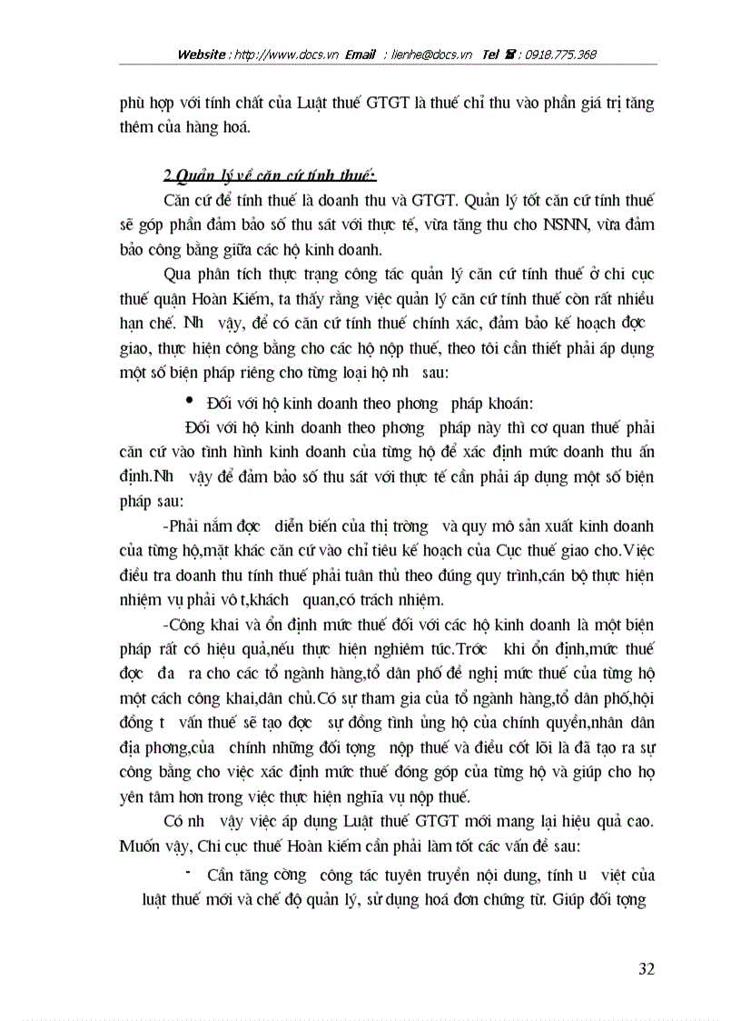 image for page Về tình hình thực hiện Luật thuế giá trị gia tăng VAT đối với hộ kinh tế cá thể trên địa bàn quận Hoàn Kiếm thành phố Hà Nội