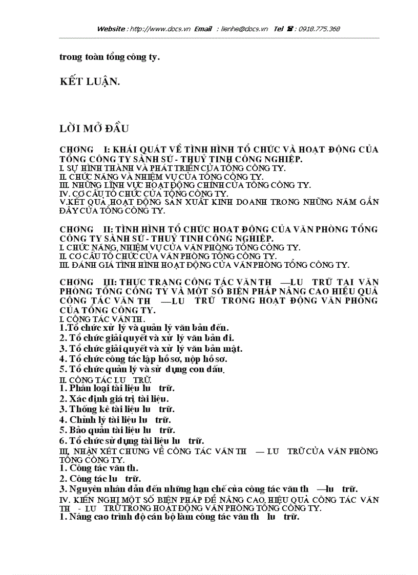 image for page 1số biện pháp nâng cao hiệu quả công tác Văn thư Lưu trữ trong văn phòng Tổng Công ty Sành sứ Thuỷ tinh Công nghiệp