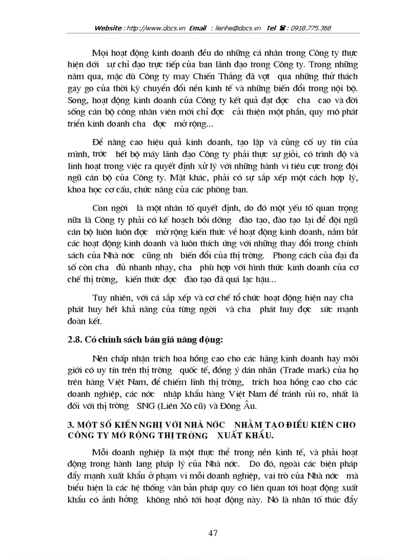 image for page Giải pháp thúc đẩy hoạt động kinh doanh xuất nhập khẩu của Công ty may Chiến Thắng