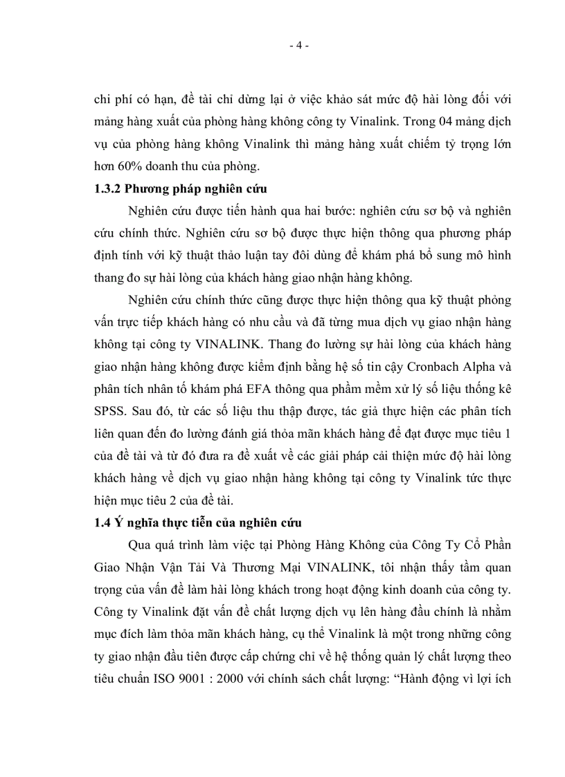 image for page Đo lường mức độ hài lòng khách hàng về dịch vụ giao nhận hàng không tại Công ty Vinalink