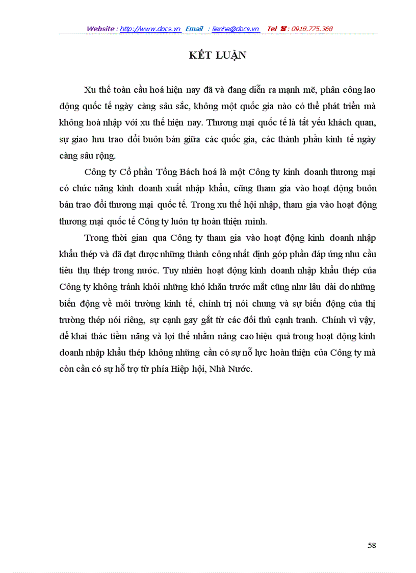 image for page Hoạt động nhập khẩu thép của Công ty Cổ phần Tổng Bách Hoá Bộ Thương mại Thực trạng và giải pháp