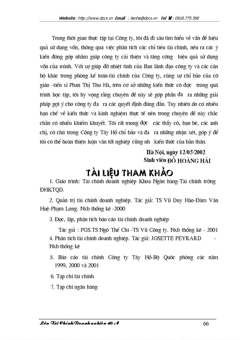 image for page Giải pháp nâng cao hiệu quả sử dụng vốn tại Công ty Tây Hồ Bộ Quốc phòng