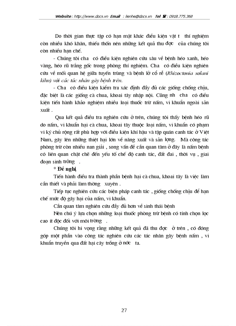 image for page Điều tra tình hình phát sinh phát triển và mức độ gây hại của bệnh héo rũ trên cây cà chua khoai tây vụ Đông Xuân 2001 2002 vùng Đông Anh Hà Nội