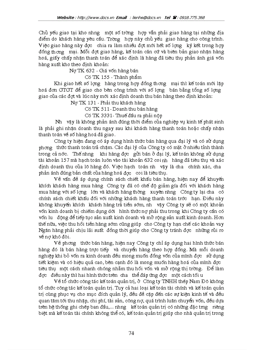 image for page Hoàn thiện kế toán tiêu thụ thành phẩm và xác định kết quả tiêu thụ thành phẩm tại công ty tnhh thép nam đô