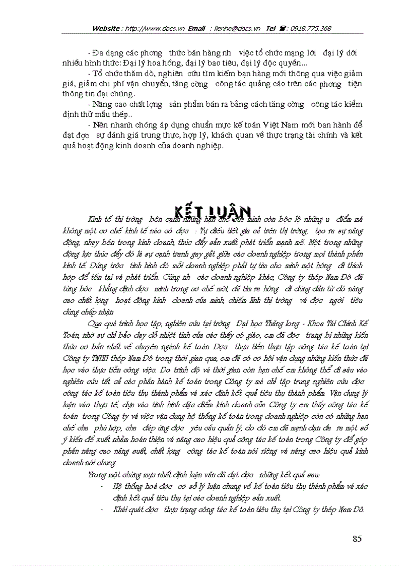 image for page Hoàn thiện công tác kế toán tiêu thụ thành phẩm và xác định kết quả tiêu thụ thành phẩm tại Công ty TNHH thép Nam Đô