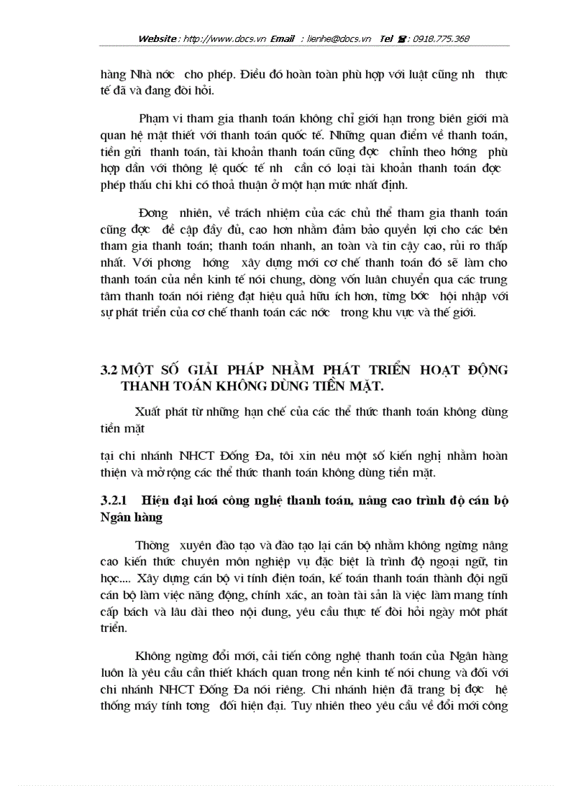 image for page Giải pháp mở rộng và hoàn thiện công tác thanh toán không dùng tiền mặt tại chi nhánh Ngân hàng Công thương Đống Đa