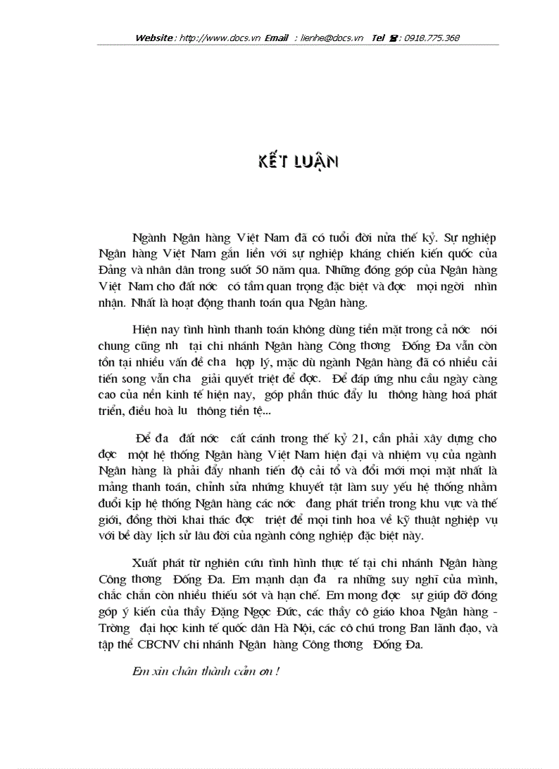 image for page Giải pháp mở rộng và hoàn thiện công tác thanh toán không dùng tiền mặt tại chi nhánh Ngân hàng Công thương Đống Đa