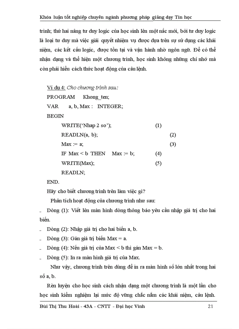 image for page Hình thành và phát triển năng lực trí tuệ chung cho học sinh THPT thông qua giảng dạy ngôn ngữ lập trình Pascal