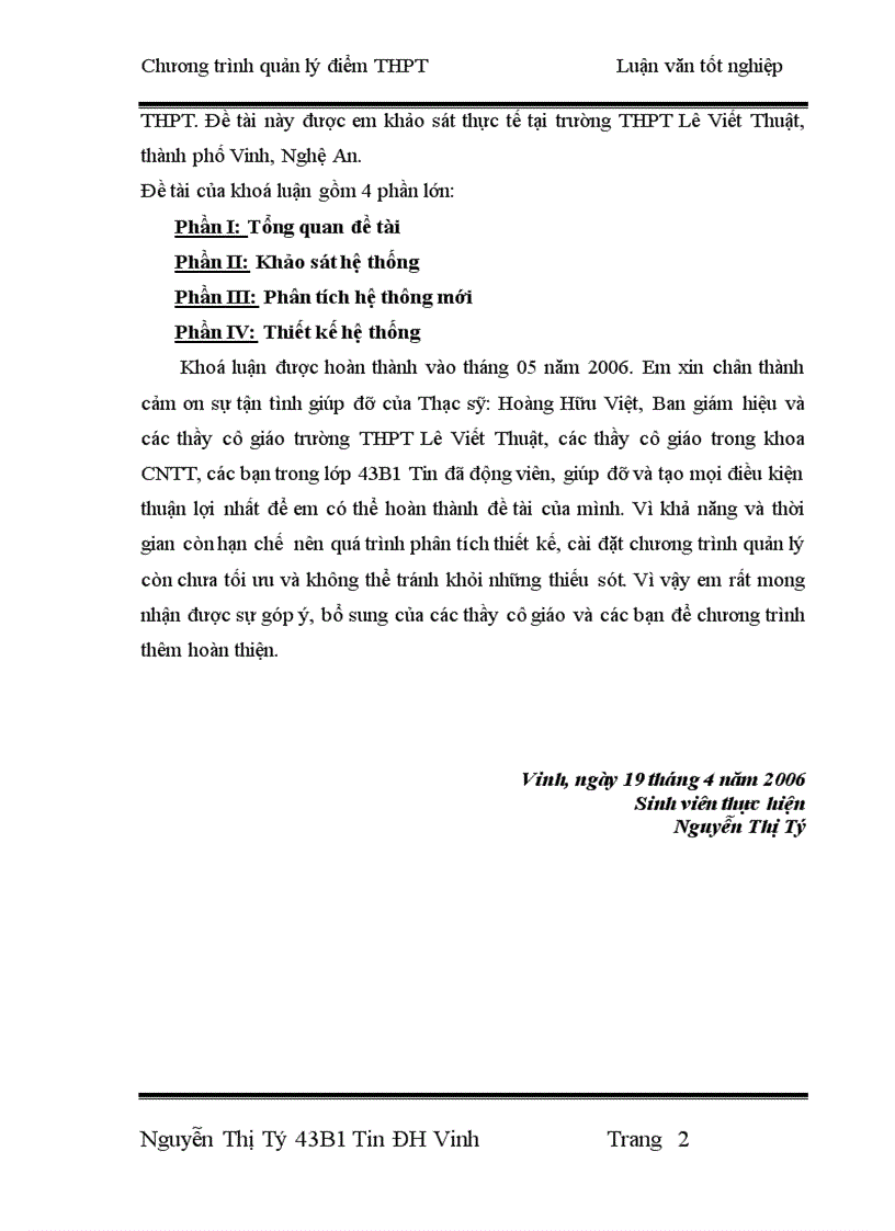 image for page Thiết kế chương trình quản lý điểm THPT