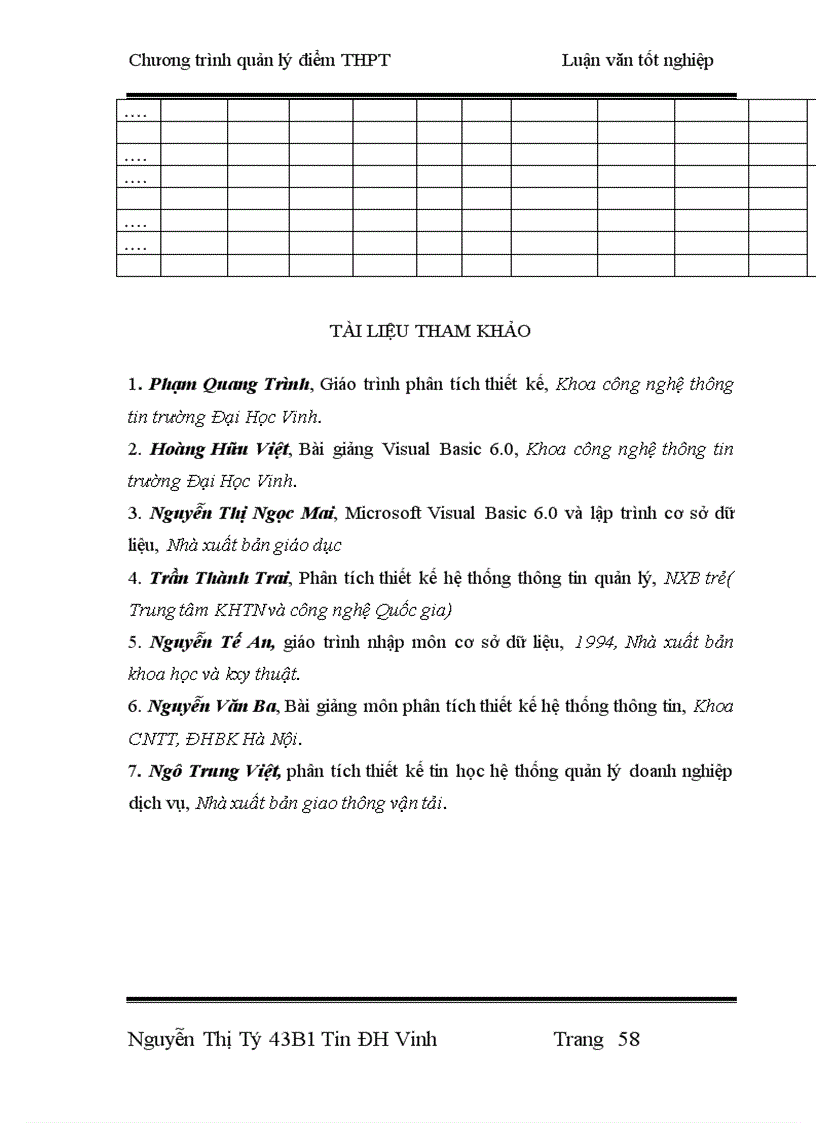 image for page Thiết kế chương trình quản lý điểm THPT