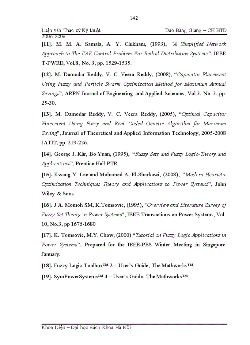 image for page Ứng dụng lý thuyết tập mờ giải quyết bài toán tối ưu hóa bù công suất phản kháng trong lưới phân phối