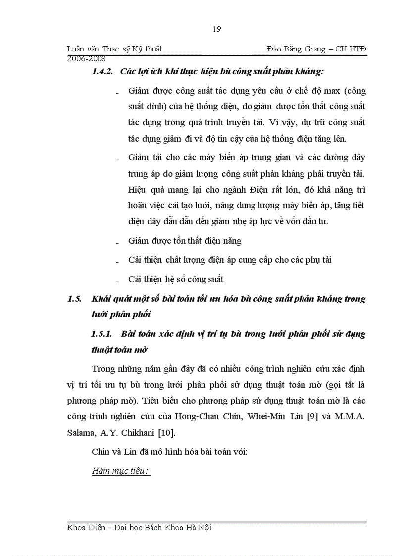 image for page Ứng dụng lý thuyết tập mờ giải quyết bài toán tối ưu hóa bù công suất phản kháng trong lưới phân phối