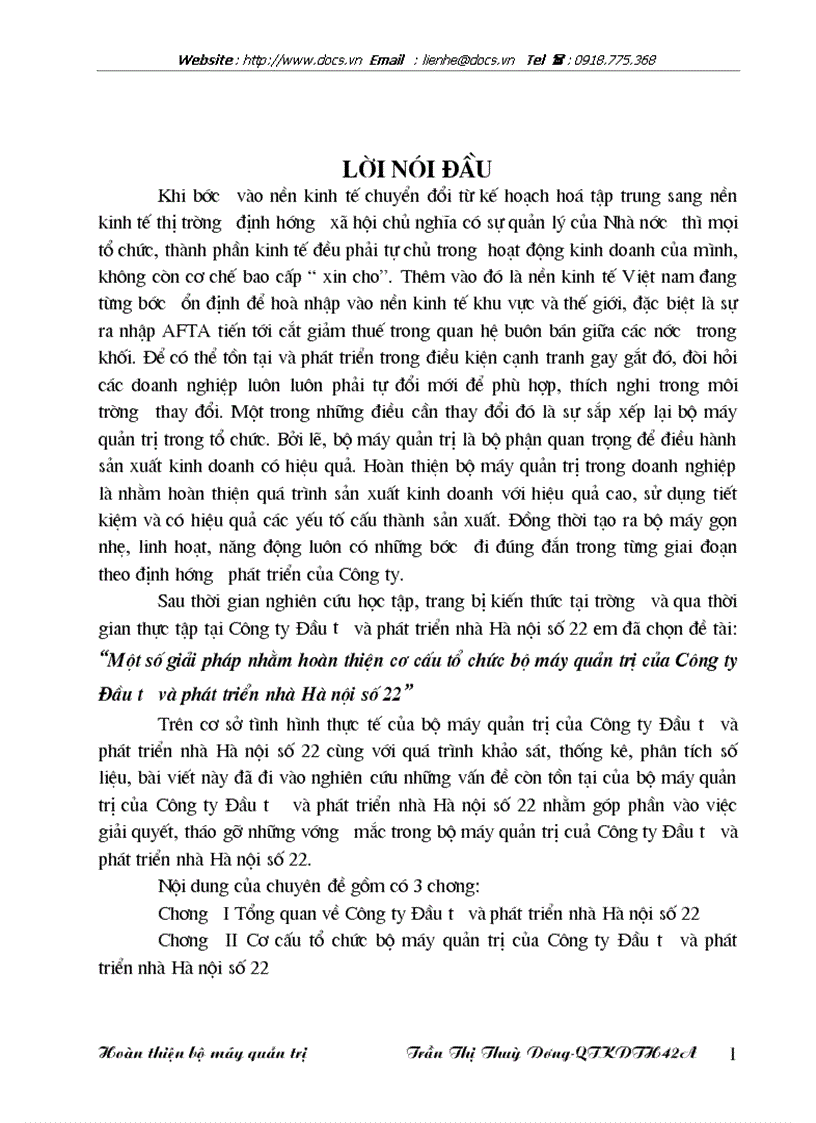 image for page 1số giải pháp nhằm hoàn thiện cơ cấu tổ chức bộ máy quản trị của Công ty Đầu tư và phát triển nhà Hà Nội số 22