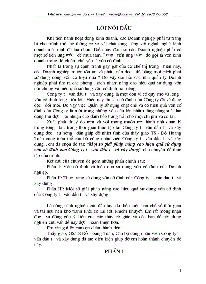 image for page Một số giải pháp nâng cao hiệu quả sử dụng vốn cố định của Công ty tư vấn đầu tư và xây dựng