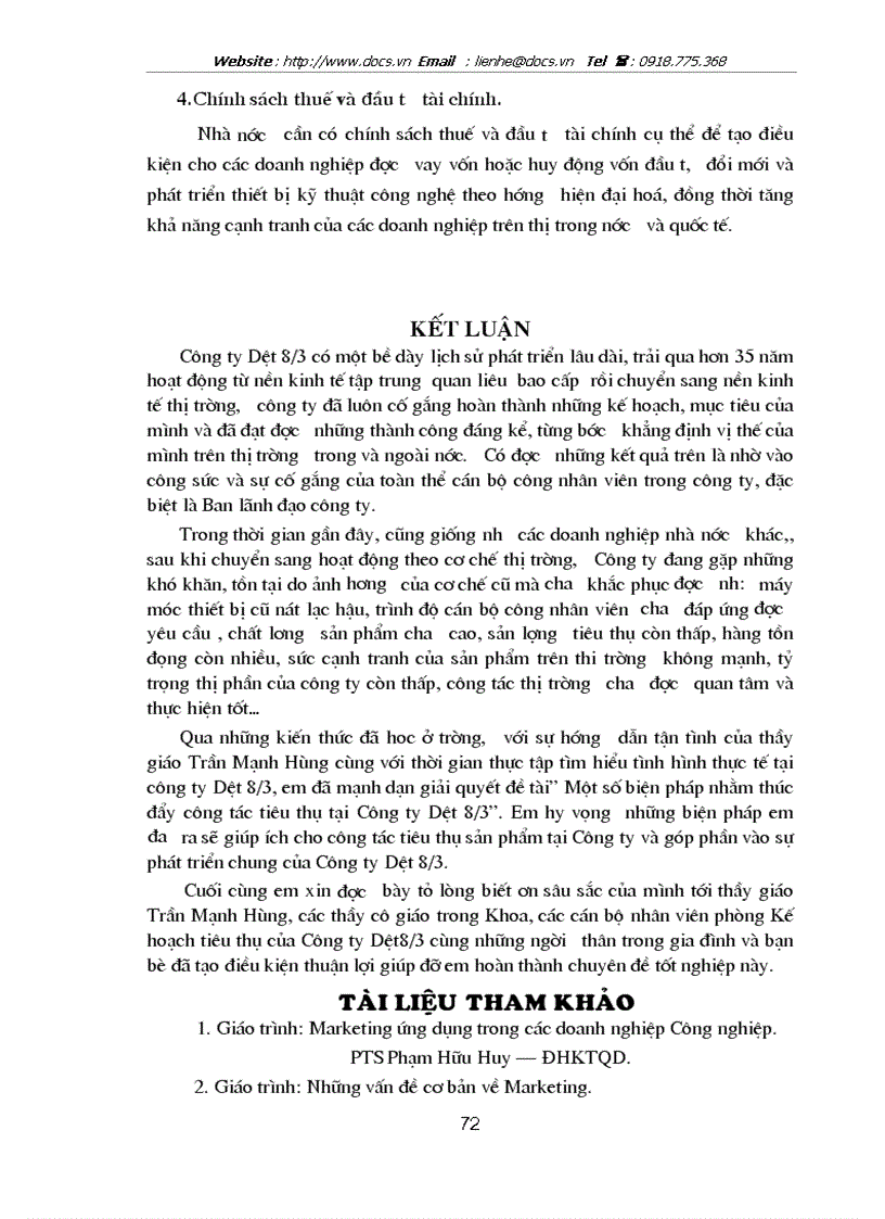 image for page Một số biện pháp nhằm thúc đẩy công tác tiêu thụ sản phẩm tại Công ty Dệt 8 3