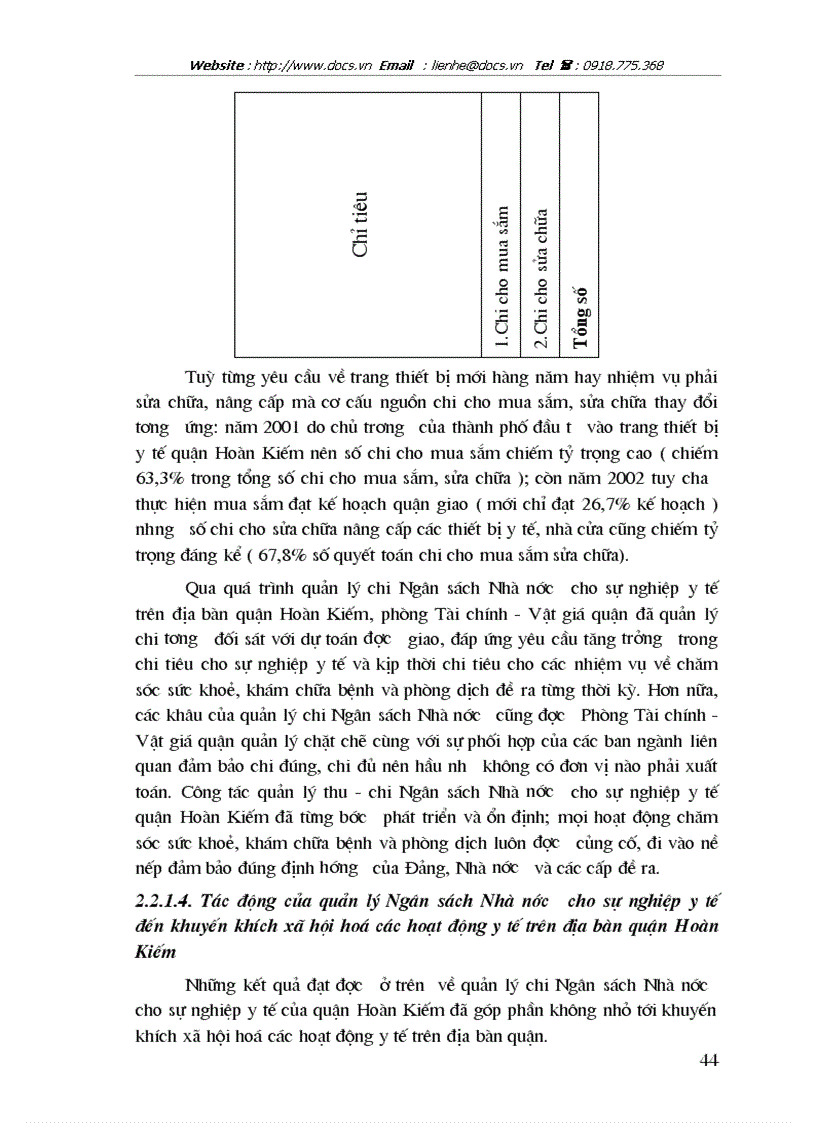 image for page Tăng cường quản lý chi Ngân sách Nhà nước với yêu cầu xã hội hoá các hoạt động y tế trên địa bàn quận Hoàn Kiếm