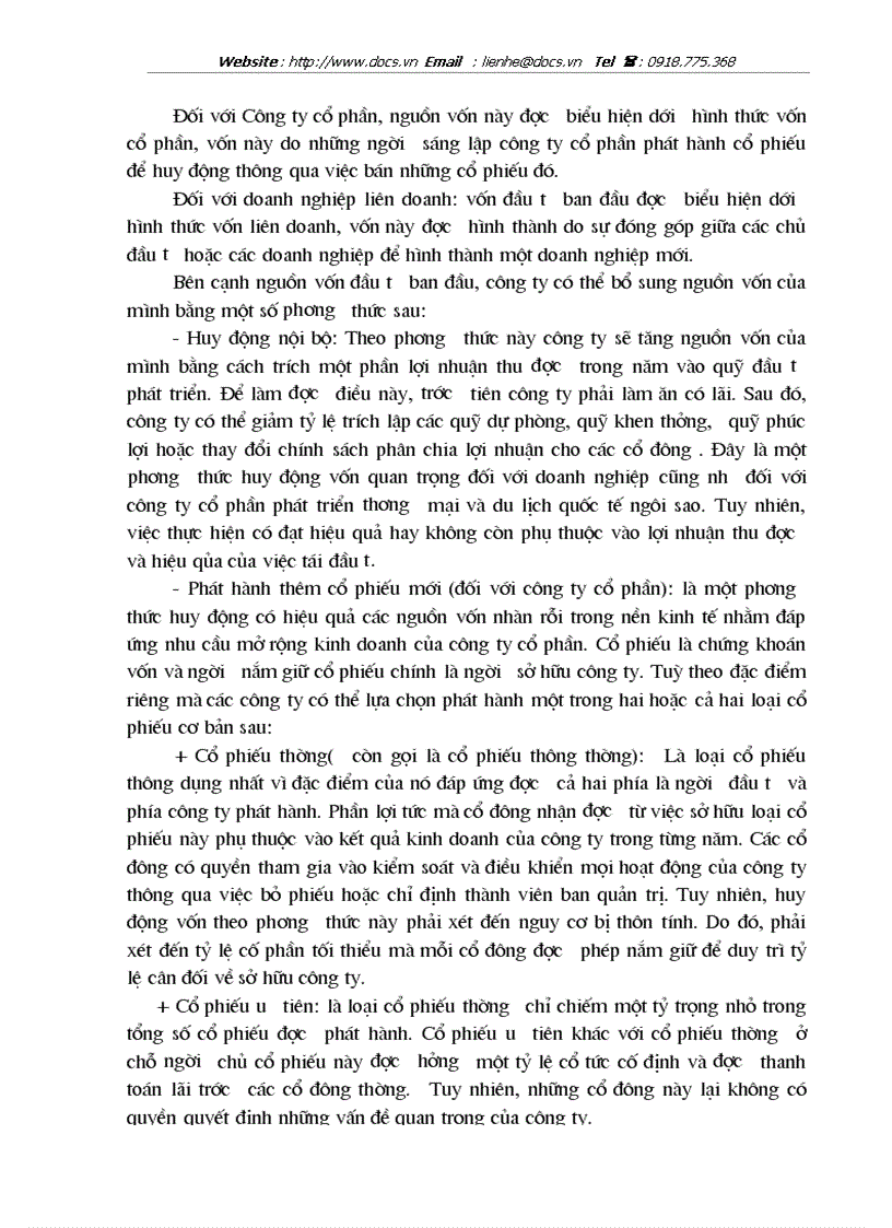 image for page Huy động vốn ở công ty cổ phần phát triển thương mại và du lịch ngôi sao