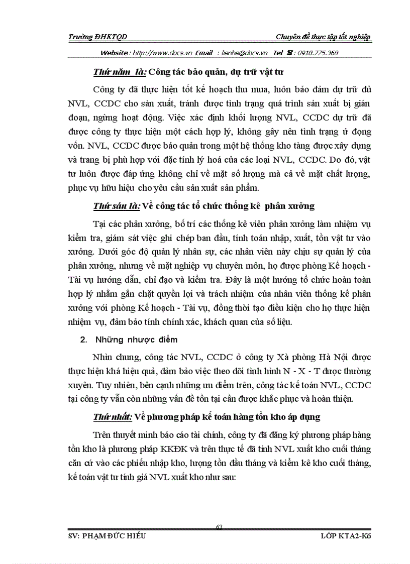 image for page Hoàn thiện công tác kế toán NVL và CCDC với việc phân tích tình hình quản lý sử dụng NVL CCDC tại công ty Cổ phần Xà phòng Hà Nội