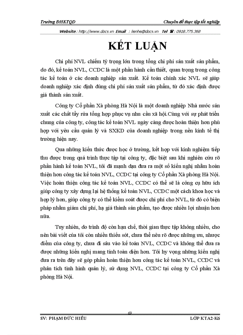 image for page Hoàn thiện công tác kế toán NVL và CCDC với việc phân tích tình hình quản lý sử dụng NVL CCDC tại công ty Cổ phần Xà phòng Hà Nội