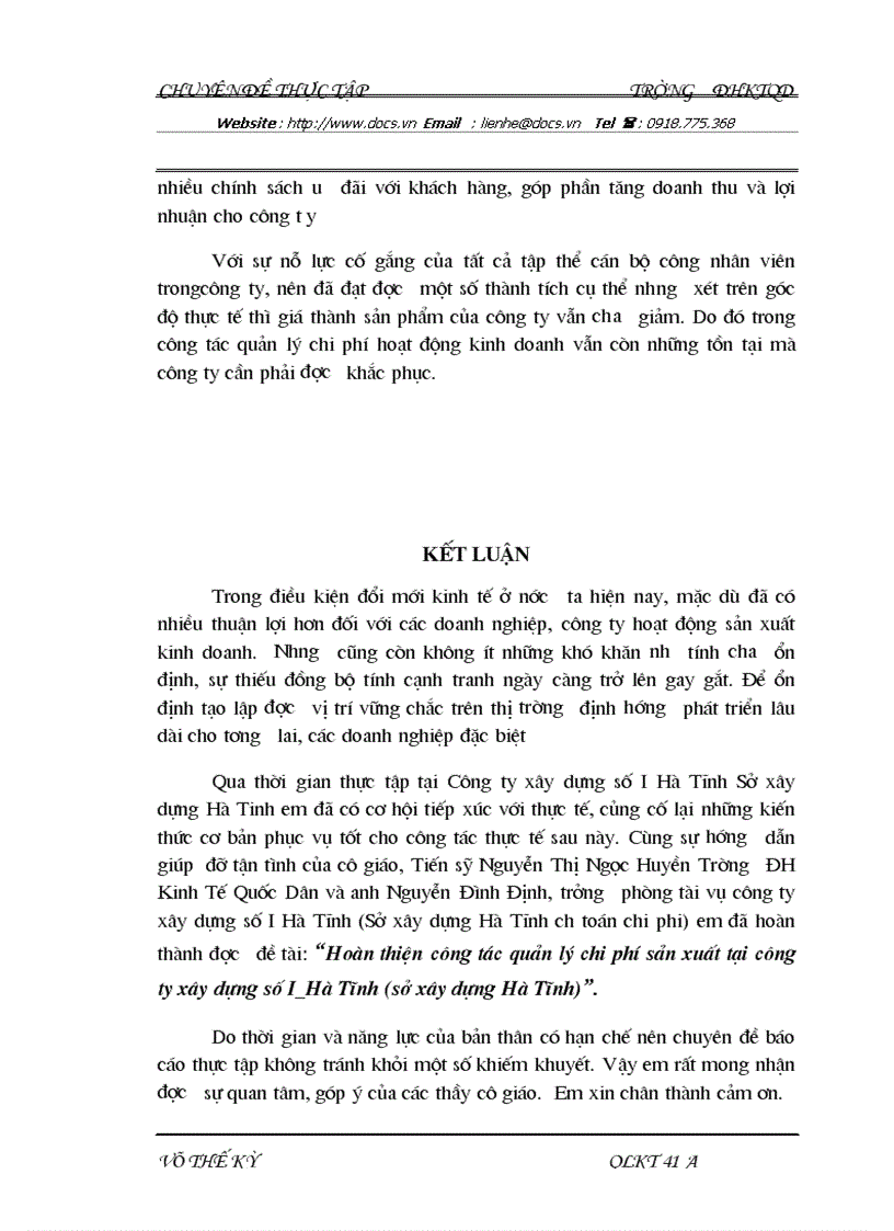 image for page Công tác quản lý chi phí sản xuất tạI CÔNG TY Xây dựng số I hà tĩnh