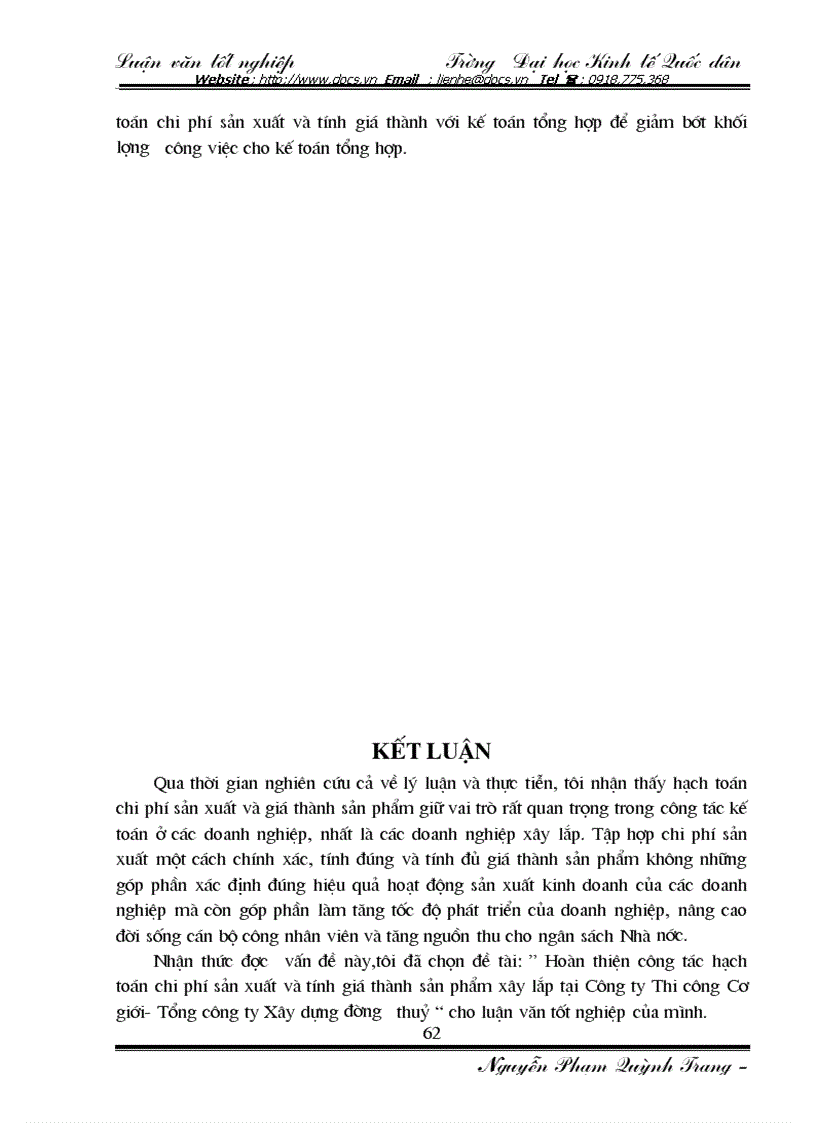 image for page Hạch toán chi phí sản xuất và tính giá thành sản phẩm xây lắp tại Công ty Thi công Cơ giới Tổng Công ty xây dựng đường thuỷ