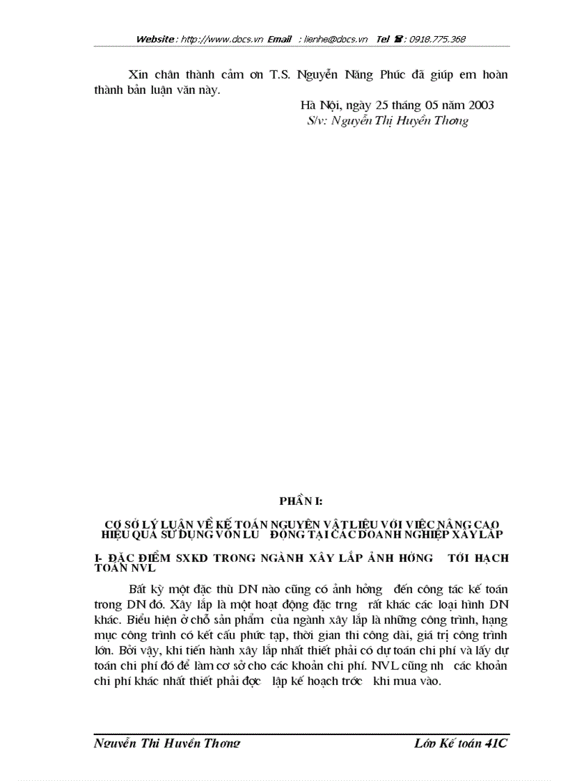 image for page Hoàn thiện hạch toán Nguyên vật liệu với việc nâng cao hiệu quả sử dụng vốn lưu động tại công ty Xây dựng Lũng Lô Bộ Quốc phòng