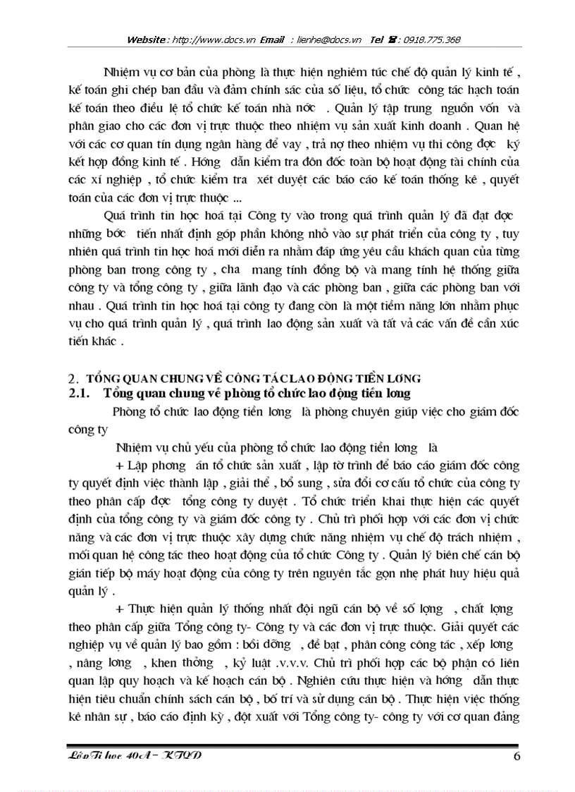 image for page Ứng dụng tin học trong công tác quản lý Lao động tiền lương tại công ty xây dựng số 2 Vinaconex