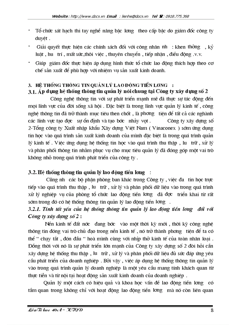 image for page Ứng dụng tin học trong công tác quản lý Lao động tiền lương tại công ty xây dựng số 2 Vinaconex