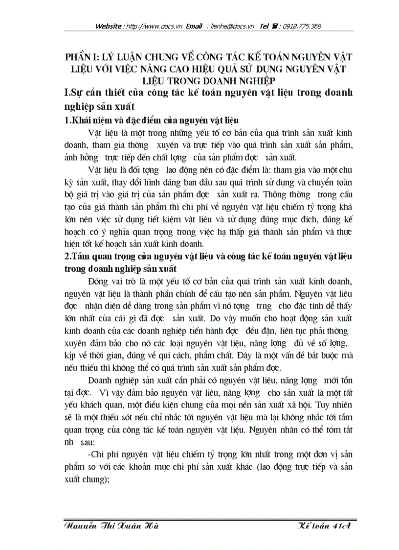 image for page Lý luận chung về công tác kế toán nguyên vật liệu với việc nâng cao hiệu quả sử dụng nguyên vật liệu trong doanh nghiệp
