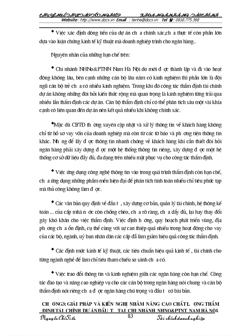 image for page Nâng cao chất lượng thẩm định tài chính dự án đầu tư tại Chi nhánh NHNo PTNT Nam Hà Nội