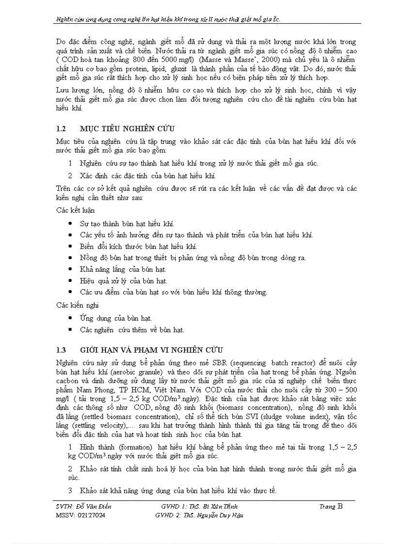 image for page Nghiên cứu ứng dụng công nghệ bùn hạt hiếu khí trong xử lý nước thải giết mổ gia súc