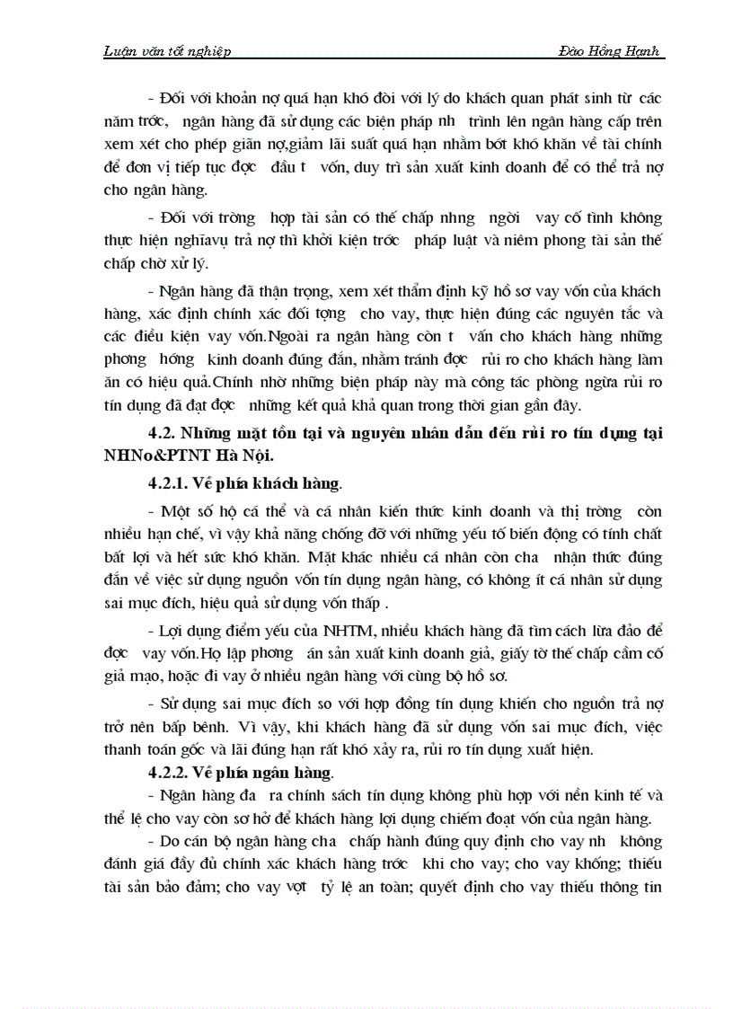 image for page Một số giải pháp phòng ngừa và hạn chế rủi ro tín dụng tại NHNo PTNT Hà Nội
