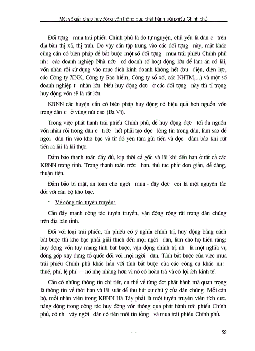 image for page Hoàn thiện cơ chế huy động vốn thông qua phát hành trái phiếu Chính phủ ở KBNN Hà Tây