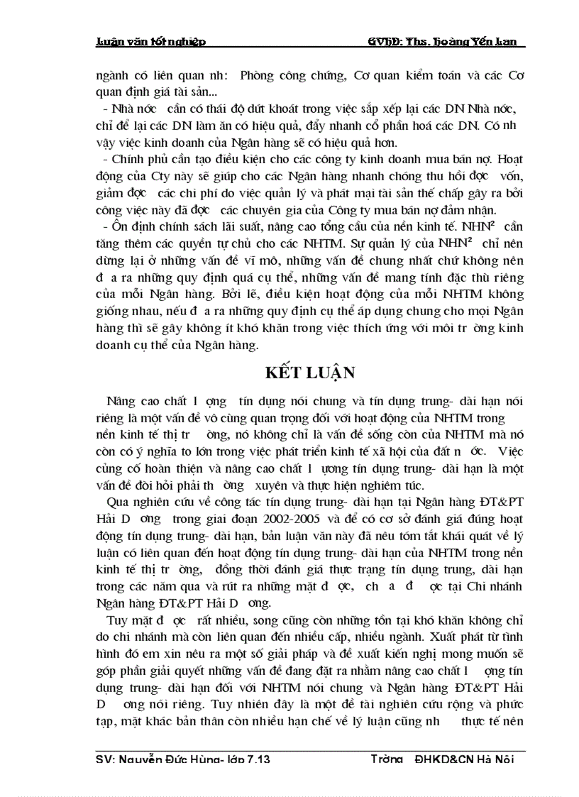 image for page Một số giải pháp nâng cao chất lượng tín dụng trung dài hạn tại Chi nhánh Ngân hàng ĐT PT Hải Dương