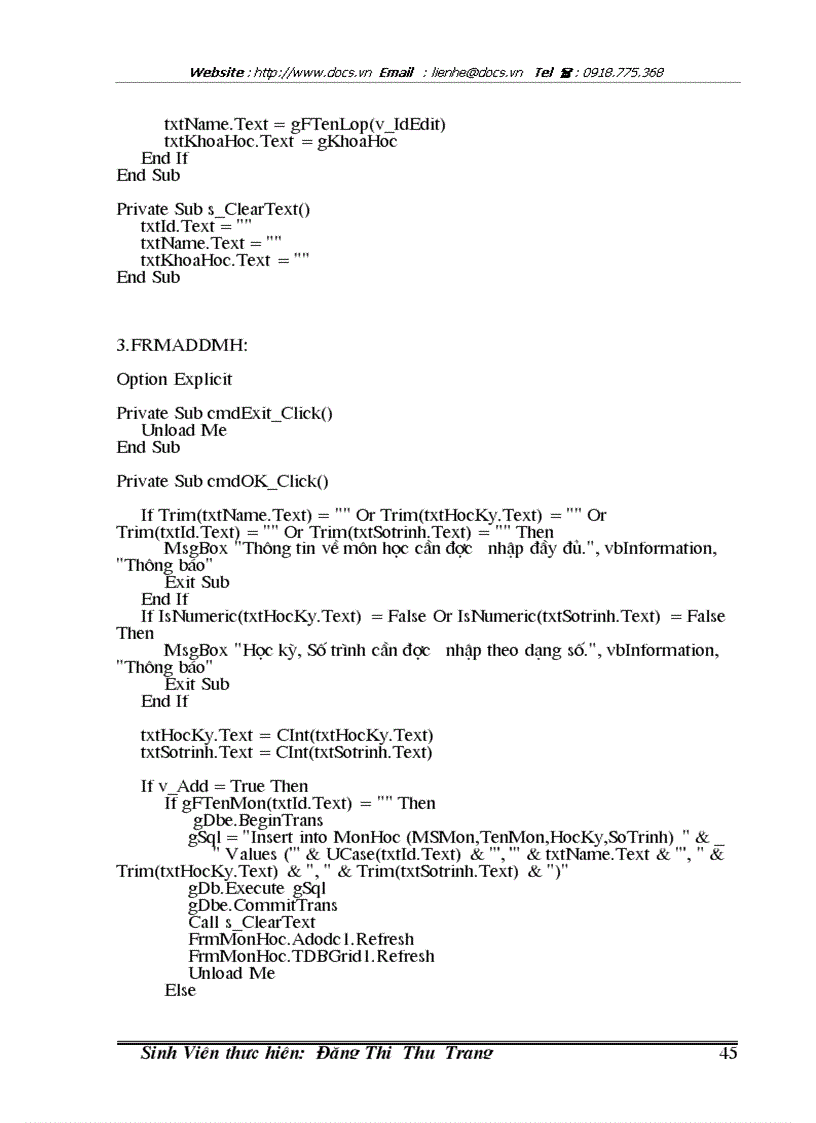 image for page Phân tích và thiết kế chương trình báo cáo quản lý điểm sinh viên