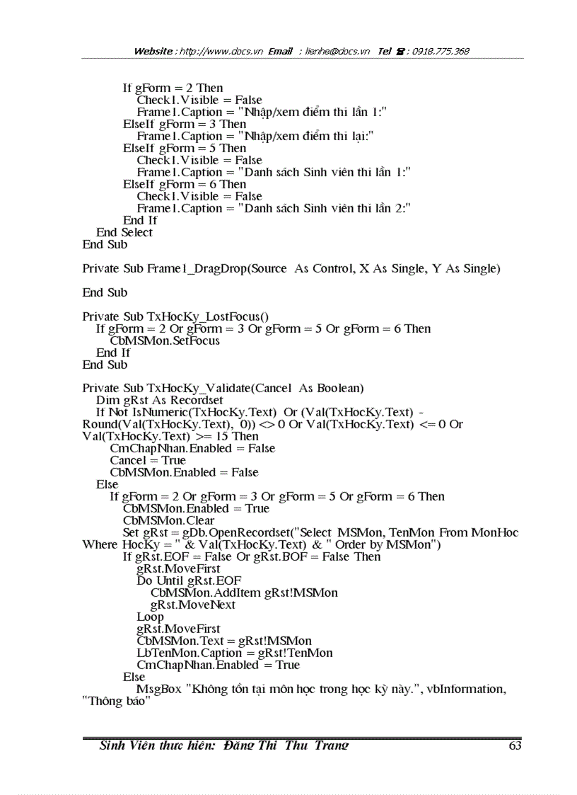 image for page Phân tích và thiết kế chương trình báo cáo quản lý điểm sinh viên