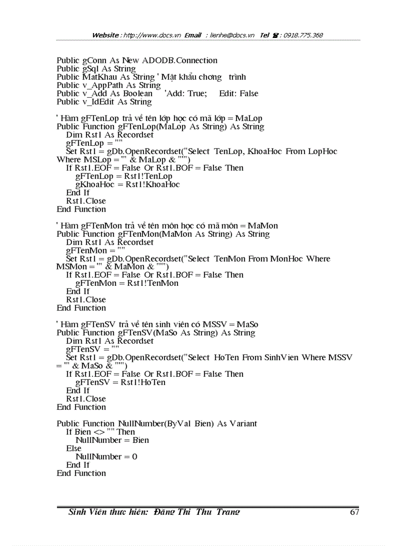 image for page Phân tích và thiết kế chương trình báo cáo quản lý điểm sinh viên
