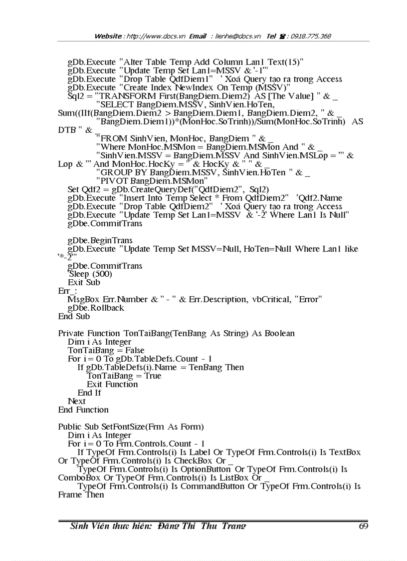 image for page Phân tích và thiết kế chương trình báo cáo quản lý điểm sinh viên