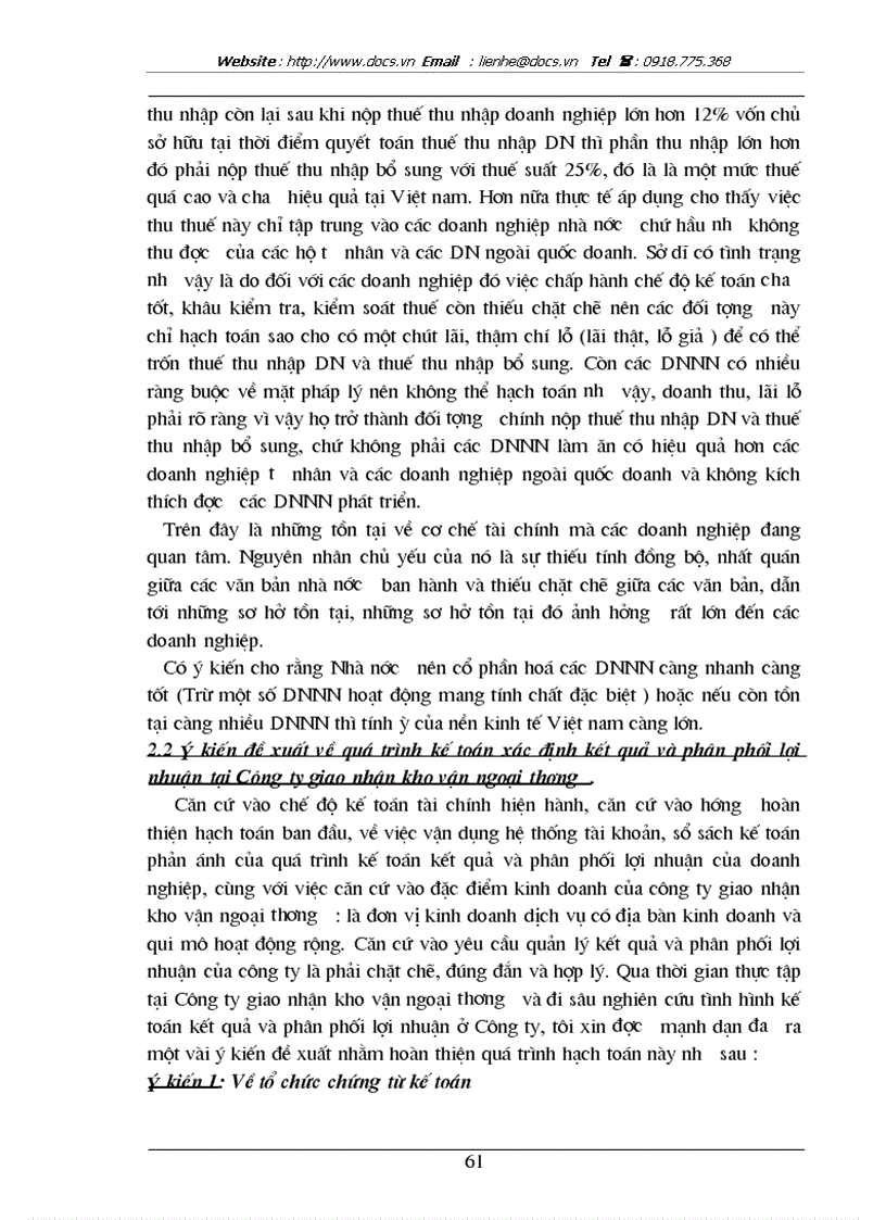image for page Hoàn thiện kế toán xác định kết quả hoạt động kinh doanh và phân phối lợi nhuận tại Công ty giao nhận kho vận ngoại thương
